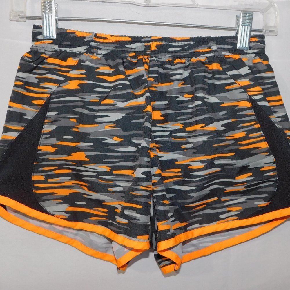 Nike Black Orange Camo lined Running Shorts Womens XS